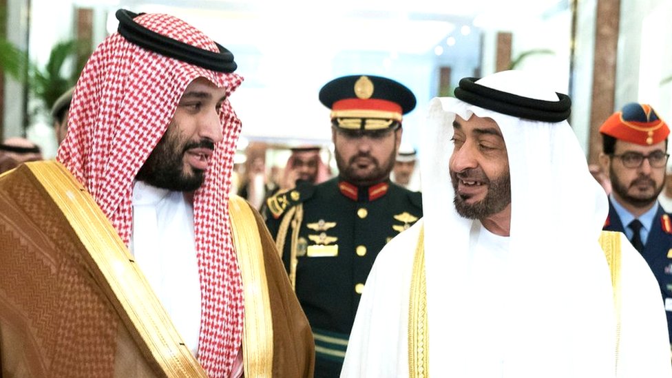 File photo showing Saudi Crown Prince Mohammed bin Salman and Abu Dhabi Crown Prince Mohammed bin Zayed, in Abu Dhabi, UAE (27 November 2019) File photo showing Saudi Crown Prince Mohammed bin Salman and Abu Dhabi Crown Prince Mohammed bin Zayed, in Abu Dhabi, UAE (27 November 2019)